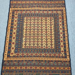 4&quot;4 X 6&quot;2 Feet&quot; Afghan Handmade maliki blijik kilim, Oriental Wool kilim Rug, Tribal Geometric Medallion with Decorative Bohemian Carpet”