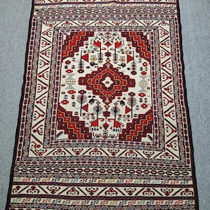 4&quot;2 X 6&quot;6 Feet&quot; Afghan Handmade maliki blijik kilim, Oriental Wool kilim Rug, Tribal Geometric Medallion with Decorative Bohemian Carpet”