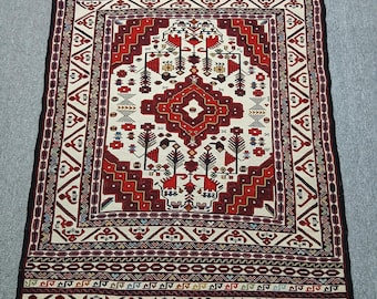 Tappeto Kilim afgano fatto a mano, medaglione tribale, tappeto boho (4'2 X 6'6 piedi)