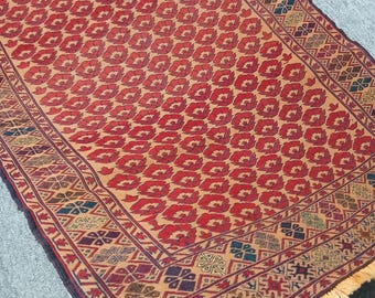 Tappeto Kilim afgano fatto a mano: medaglione tribale, tappeto boho (3'2 x 4'6 piedi)