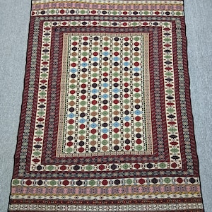 4&quot;2 X 6&quot;3 Feet&quot; Afghan Handmade maliki blijik kilim, Oriental Wool kilim Rug, Tribal Geometric Medallion with Decorative Bohemian Carpet”