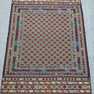 4&quot;3 X 5&quot;11 Feet&quot; Afghan Handmade maliki blijik kilim, Oriental Wool kilim Rug, Tribal Geometric Medallion with Decorative Bohemian Carpet”