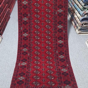Vintage Afghan Mori Gul Runner Rug: Handknotted Wool, Tribal Design