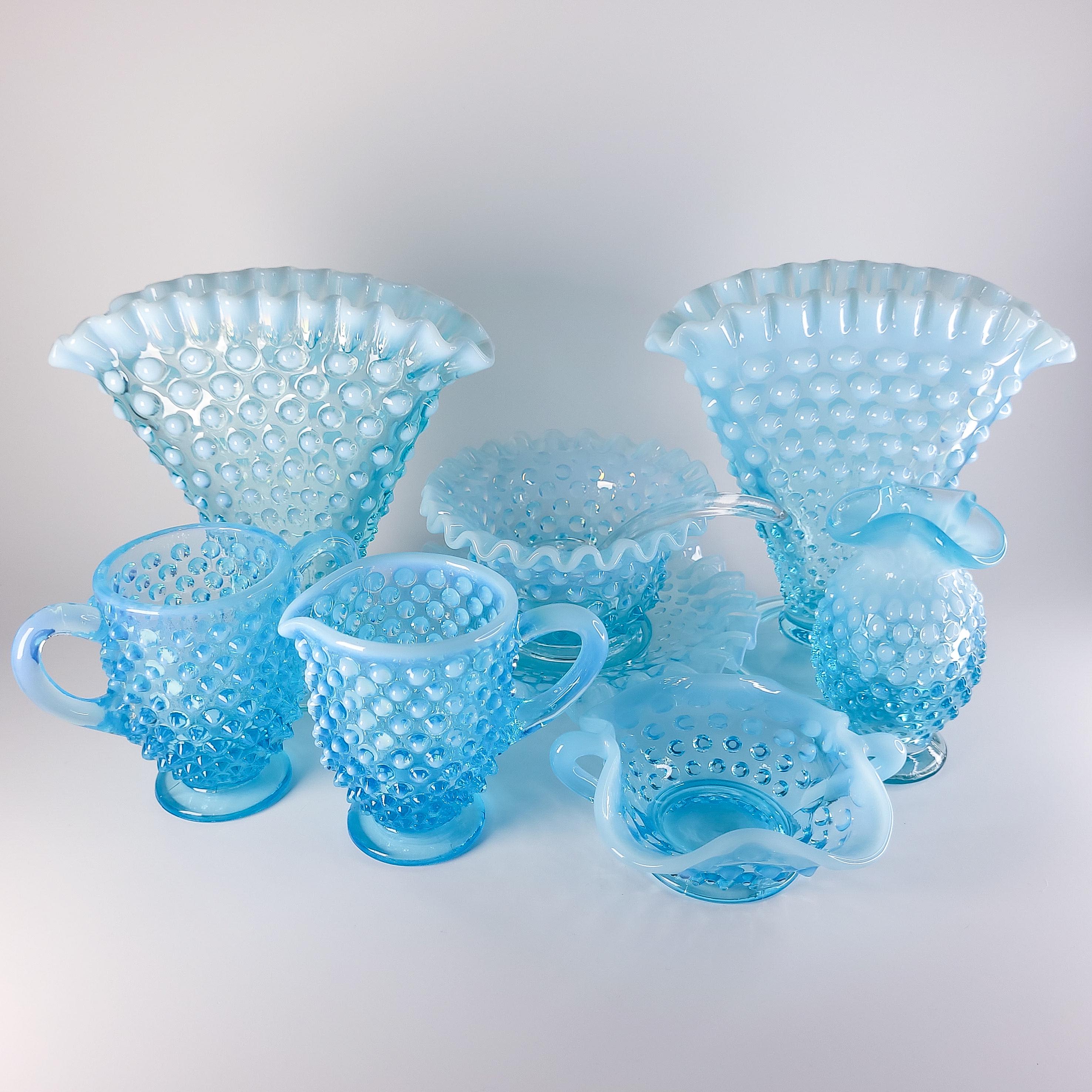 Blue hobnail glass vase - Etsy 日本