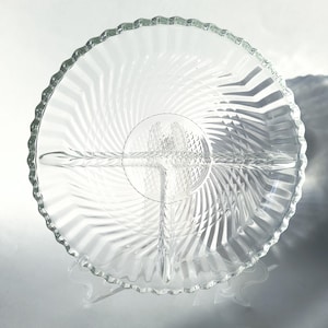 Vintage Libbey Glass Relish Dish: 3-Part Swirl Appetizer Tray