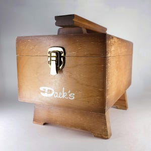 Dack’s Shoe Shine Box, Wooden Shoe Polishing Box with Handle, Vintage Storage Box with Brass Hinges, Retro Decorative Storage