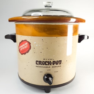 1976 Rival Crock-Pot Slow Cooker: Vintage Speckled Brown Kitchen Appliance