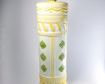 Vintage Ceramic Pasta Storage Jar, Hand-painted Kitchen Canister with Lid