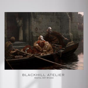 Edmund Leighton Art Print – In Time of Peril | Pre-Raphaelite Medieval Art | Romantic Knight & Lady Wall Decor | Digital Download Print