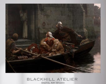 Edmund Leighton Art Print: Pre-Raphaelite Knight and Lady (Digital Download)