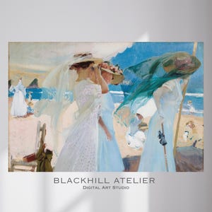 Joaquín Sorolla Art Print: Spanish Impressionist Beach Scene (Digital Download)
