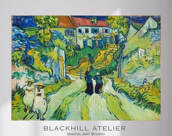 Van Gogh Stairway at Auvers Print: Post-Impressionist Village Scene (Digital Download)