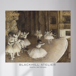 Edgar Degas – Ballet Rehearsal on Stage Art Print | Impressionist Dancers Scene | Vintage French Theater Decor | Digital Download Wall Art