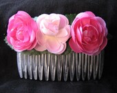 haircomb with 3 pink roses