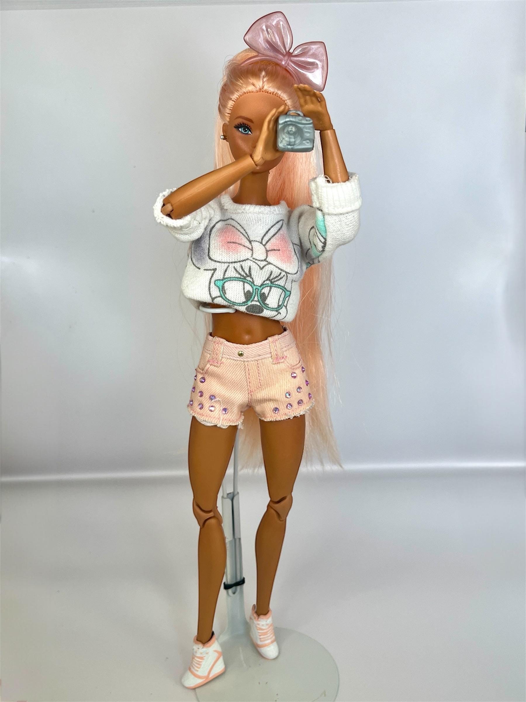 OOAK Fashion Doll – Rerooted Nylon Hair, Enhanced Makeup, Custom Poseable Fashion Doll