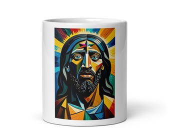 Jesus Art White glossy mug
