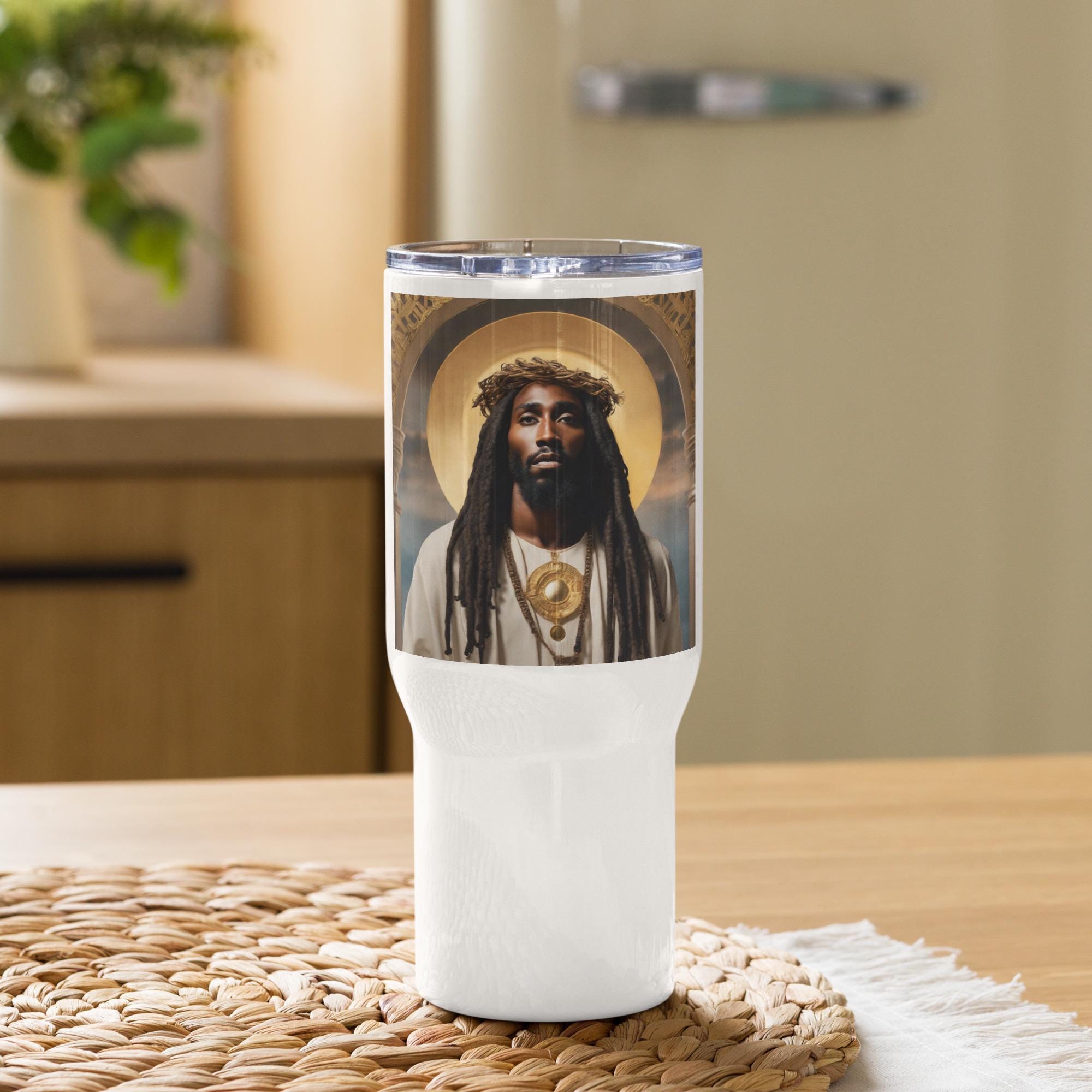 Black Jesus Travel mug with a handle