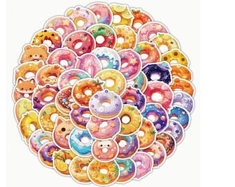50 Kawaii Animal Donut Sticker Sheet: Pastel Dessert Decals