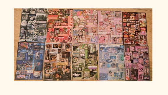 Y2K kawaii Japanese/Korean stickers aesthetic-Japanese Aesthetic Sticker Pack | Scrapbook, Journaling, Kawaii Collage Stickers