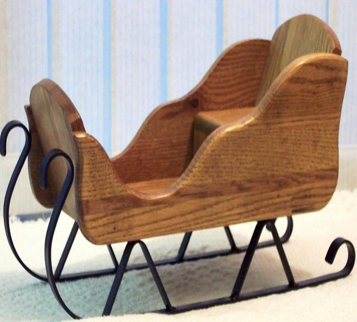 Beautiful Small oak sleigh with wrought iron runners Etsy