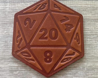 Posavasos de cuero D20 – Posavasos hexagonales con forma de dado de 20 caras para juegos de mesa, Magic: The Gathering, Dungeons & Dragons, juegos de rol, reuniones, Dungeon Master, D&D, Mt.
