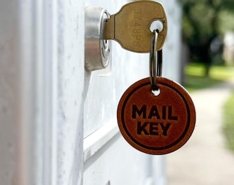 Porte-clés en mailles en cuir | Porte-clés estampés à la main pour boîte aux lettres, Boîte postale n° Cuir pleine fleur | Identifiant de la clé | Boîte aux lettres | Étiquetez vos affaires