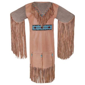 Powwow Leather Dress-Women&#39;s Suede Sleeve Leather Long Fringes Beaded Wedding Maxi Dress Powwow Regalia-Native Wedding Dress