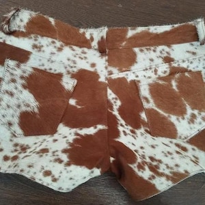 Genuine Cowhide Shorts – High-Waisted Leather Mini Shorts – Boho Festival Outfit