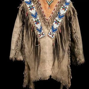 Native-Inspired Buffalo Hide War Shirt – Handmade Beaded Powwow Regalia, Traditional Mountain Man Shirt, Powwow Outfit, Rendezvous Attire