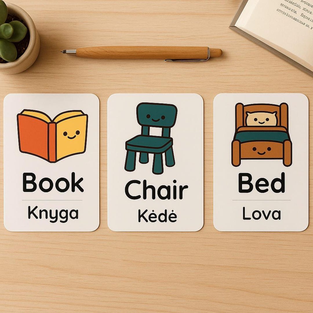 Everyday Objects Flashcards – Lithuanian English Bilingual Printable ...