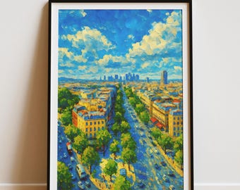 Paris Street Aerial View | French Cityscape Print | Urban Landscape Wall Art | Watercolor France Decor | Digital Download Poster