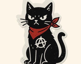 Anarchist Black Cat Sticker | Radical Punk Cat Vinyl Decal | Political Activist Gift