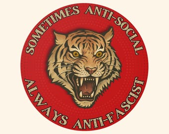 Leftist Round Vinyl Stickers | Sometimes anti-social always anti-fascist sticker