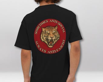 Sometimes Antisocial, Always Anti-Fascist Tee, Leftist Progressive Tee