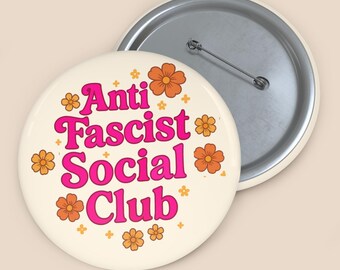 Antifa pin button, antifascist social club, gifts for her, punk buttons