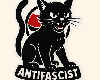 Antifascist Black Cat Sticker: Resistance Symbol