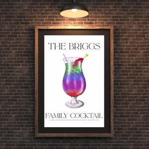 Personalisierter Familien Cocktail Print: Individuelles Cocktail Bar Design (Digitaler Download A4/A3/A2 PNG Format)