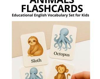 Afdrukbare dierenkaarten in het Engels – Educatieve woordenschat voor kinderen en ESL-leerlingen