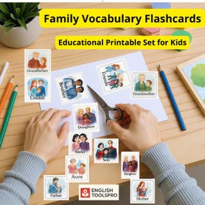 Family Vocabulary Flashcards Educational Printable Set for Kids
