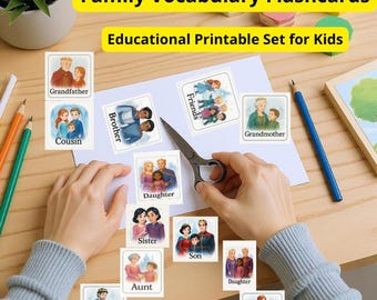 Educatieve afdrukbare set voor kinderen met woordenschat Flashcards