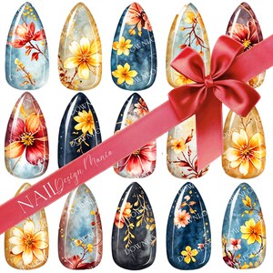 Fall Flower Design for Nail Printer | Water Decal Paper | Tattoo Transfer Paper | Nail Art | DIY