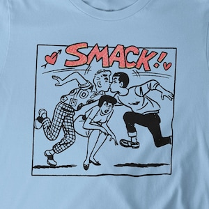 Smack Bromance Gay Kiss Vintage Comic Art Pop Cotton Unisex Tee T-Shirt