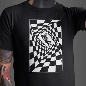 Two-Tone Ska Boy Spiral Checkered Pattern Pop Cotton Unisex Tee T-Shirt