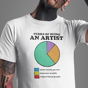 Katoenen uniseks T-shirt met grappige voordelen van een kunstenaar taartdiagram Pop