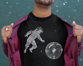 Planet Disco Astronaut Disco Ball Pop Cotton Vintage Style Unisex Tee T-shirt