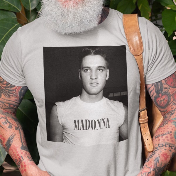 Elvis Wearing Madonna Shirt Pop Cotton Unisex Tee T-Shirt