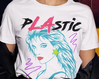 Retro 80s LA pLAstic Los Angeles Pop Cotton Unisex Tee T-Shirt