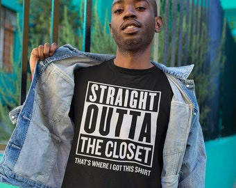 Funny Straight Outta The Closet Pop Cotton Unisex Tee T-Shirt