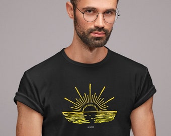 Vintage Ocean Sunset With Reflections Art Pop Cotton Unisex Tee T-Shirt