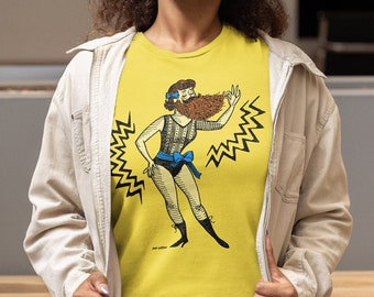 Retro Bearded Lady Striking A Pose Pop Cotton Unisex Tee T-Shirt